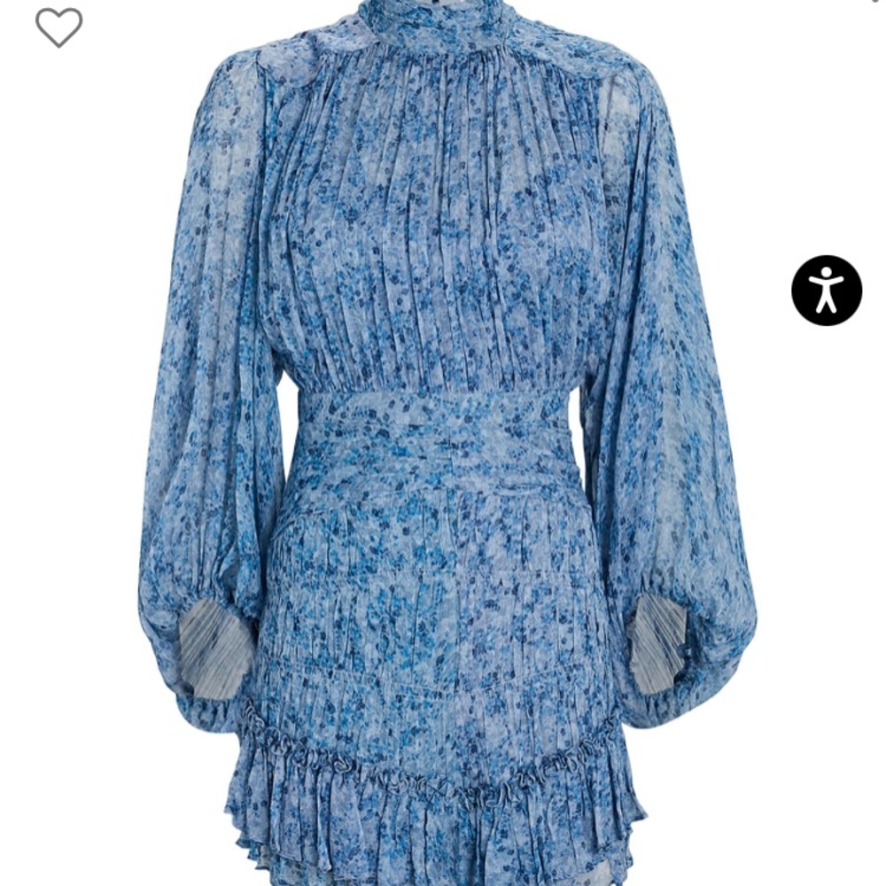 LOOKING FOR Shona Joy - Harmony high neck ruched mini dress in blue smock